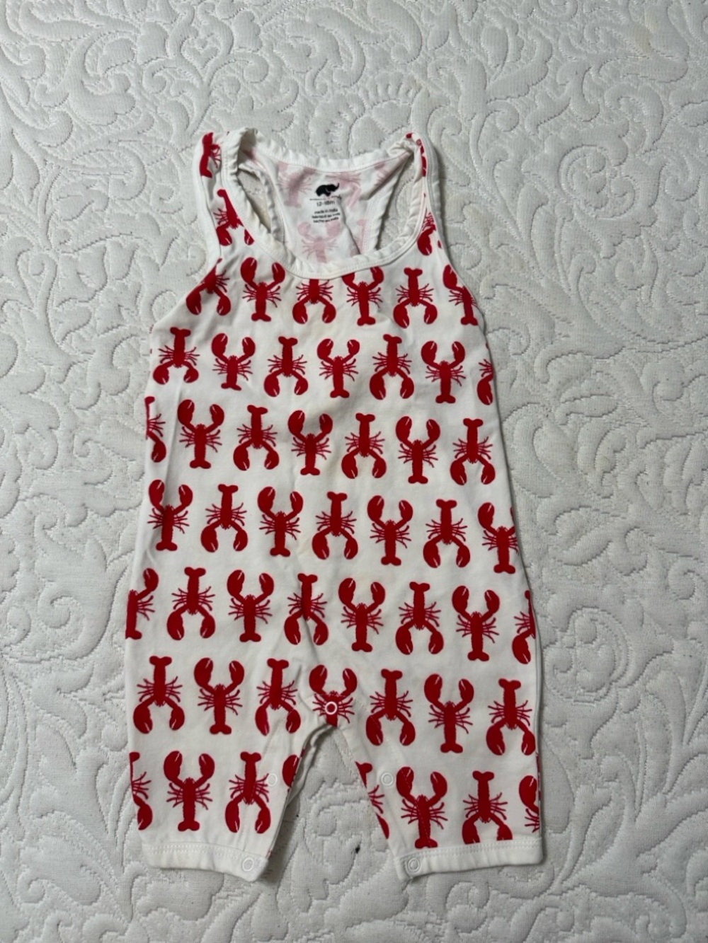 Red Lobster Print Kids One-Piece Bodysuit 12-18Mo